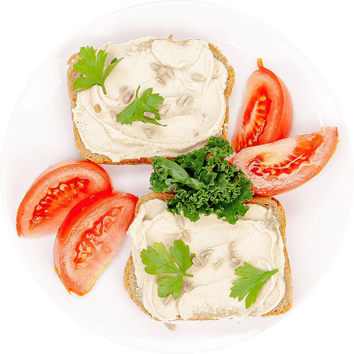 Hummus z pomidorem, pieczywo