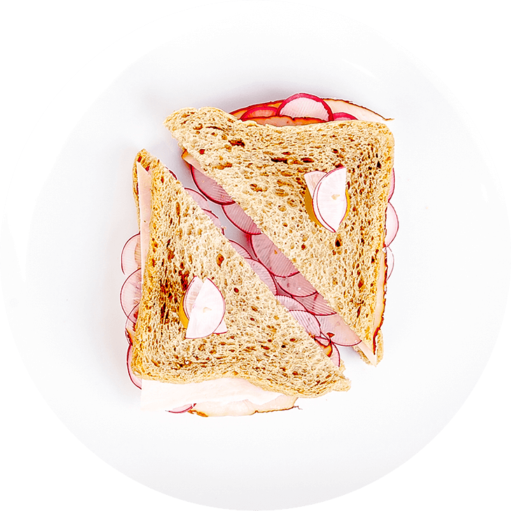 Sandwiche z szynką i rzodkiewką