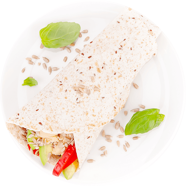 Tortilla z hummusem, awokado i papryką