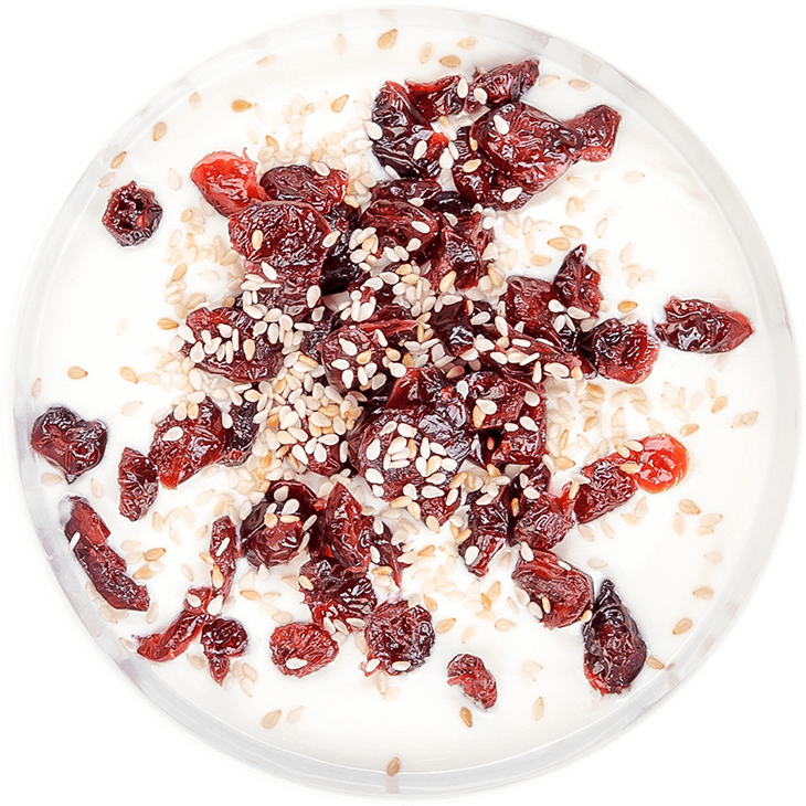 Jogurt z żurawiną suszoną i sezamem